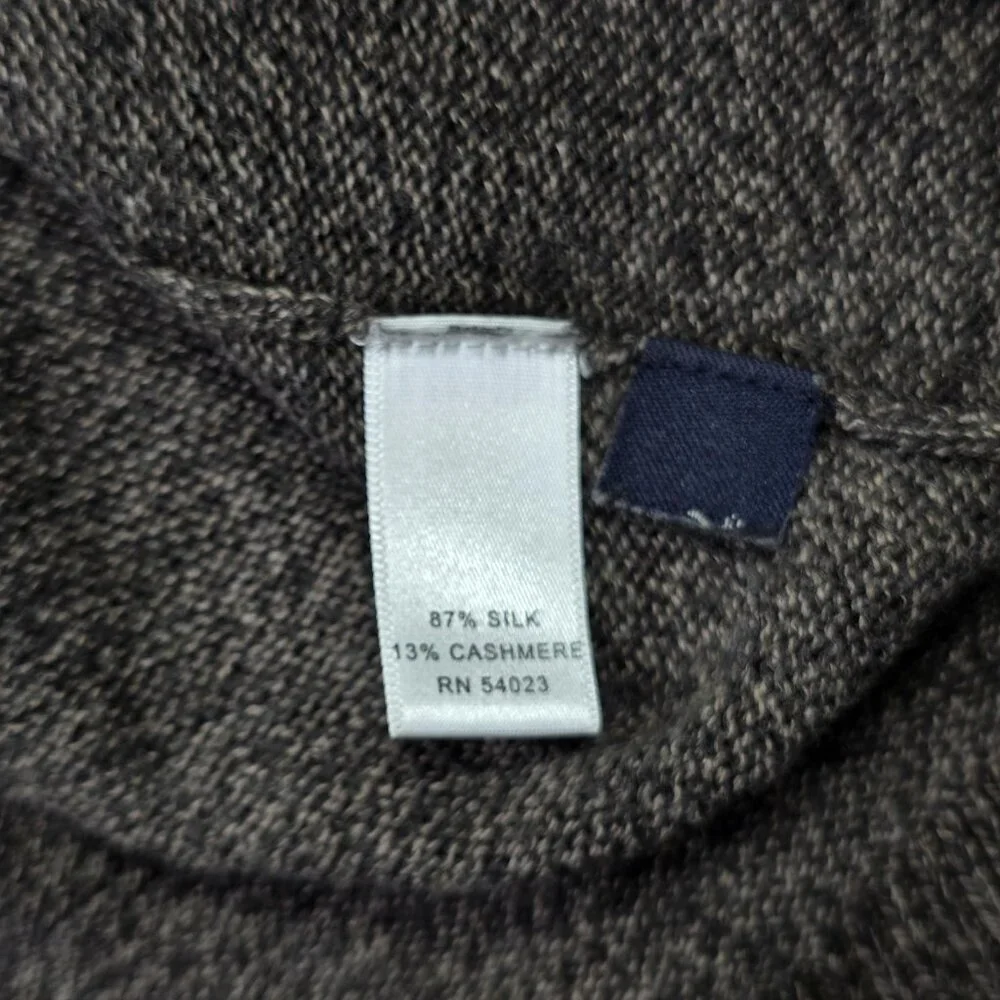 Banana Republic Sweater Men XL Brown Silk Cashmere Half Zip Pullover Vintage